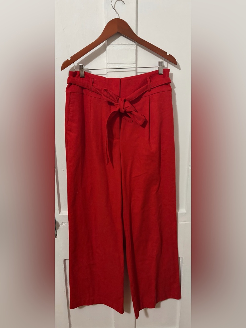 Boden Red Wide-Leg Tie-Waist Pants